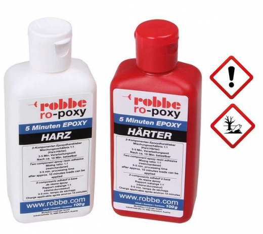 ROBBE RO-POXY 5 MINUTEN EPOXYDHARZKLEBER 200G JE 100G HARZ+HÄRTER