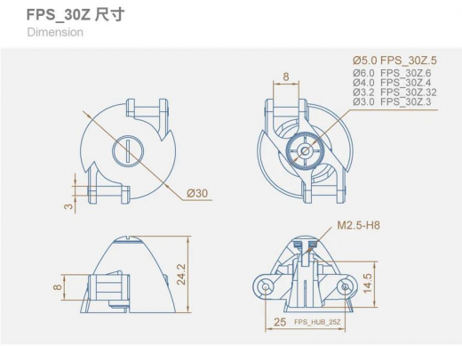 FPS - Folding Propeller Spinner FPS_30Z.5 5mm Welle